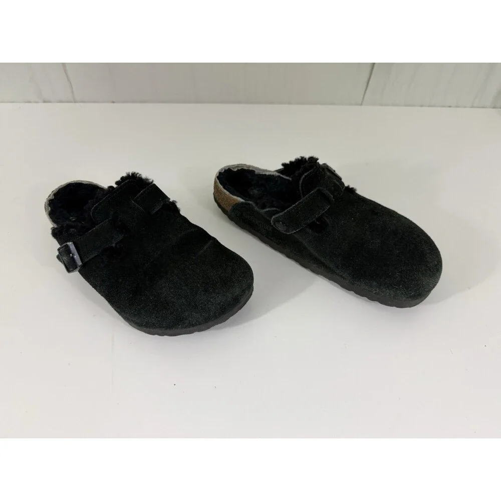 Birkenstock Boston Shearling Lined Clog Black Suede EU 40 US 9-9.5 Slow Fashion